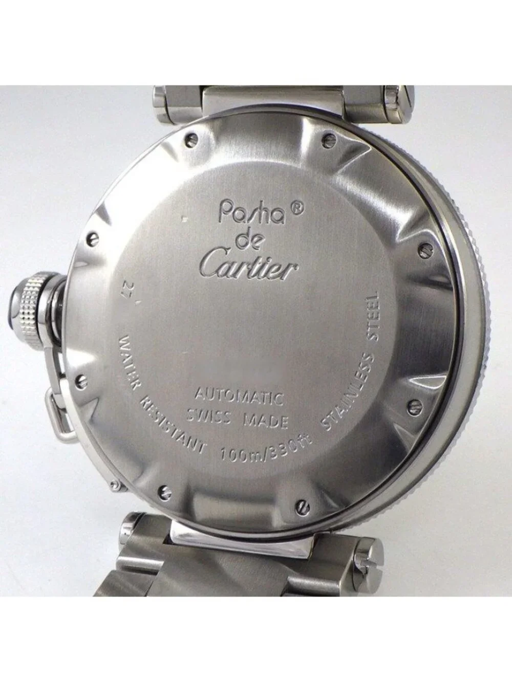 Cartier Watch Pasha Seatimer White Dial Date Luminous Hands SS Automatic Winding